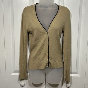 The Limited Stretch Cardigan Womens S Beige Silk Blend Y2K Minimalist Preppy